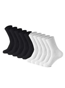 Confezione multi-paio di calze da golf alla caviglia da uomo a colore solido nero e bianco con supporto per l'arco