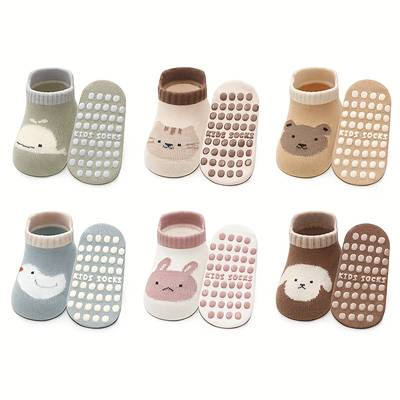 12 Paia Calzini Antiscivolo Bambini – Animali Cartoni, Stabilità e Sicurezza, Unisex Tutte le Stagioni