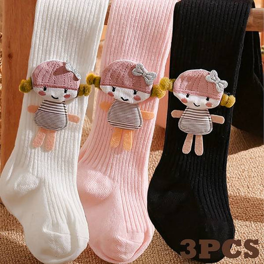 3-Pack Leggings Decorativi con Pannello Laterale per Ragazze