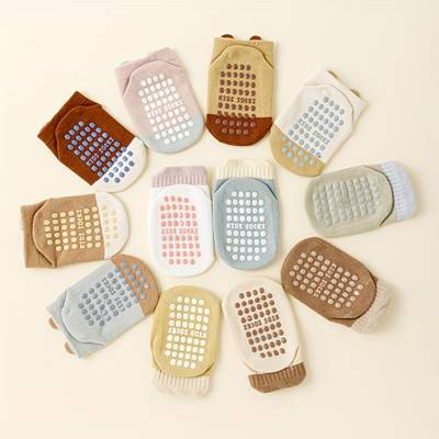 12 Paia Calzini Antiscivolo Bambini – Animali Cartoni, Stabilità e Sicurezza, Unisex Tutte le Stagioni
