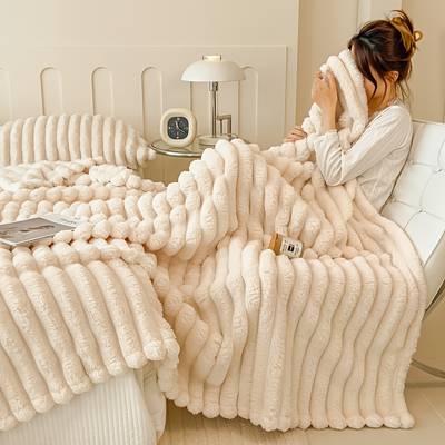 Coperta Morbida in Flanella e Pelliccia Sintetica – Calda e Accogliente per Divano, Sonno e Campeggio