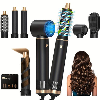 Spazzola Professionale 5 in 1 – Lisciante, Arricciacapelli e Volumizzante con Regolazione Calore