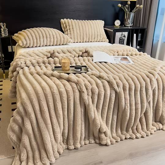 Coperta Morbida in Flanella e Pelliccia Sintetica – Calda e Accogliente per Divano, Sonno e Campeggio