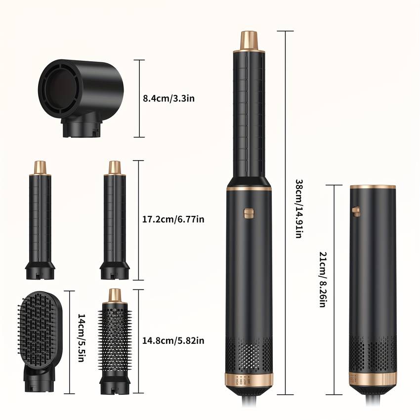 Spazzola Professionale 5 in 1 – Lisciante, Arricciacapelli e Volumizzante con Regolazione Calore