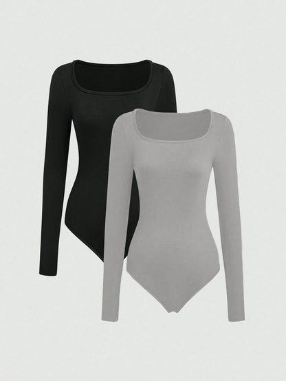 Sweetra Abito Attillato A Maniche Lunghe In Tessuto Elasticizzato, 2 Pezzi Per Donna