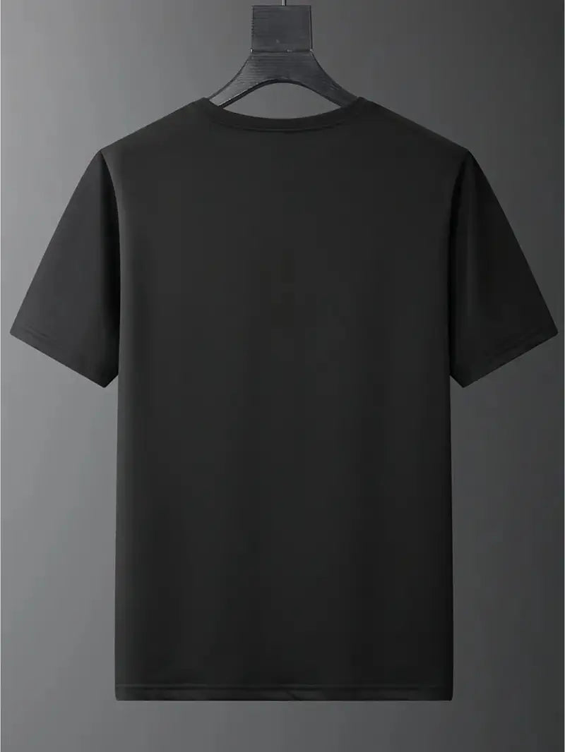 CALVIN Maglietta Casual da Uomo Nera con Grafica di Lettere Audaci - Girocollo in Poliestere Morbido per Abbigliamento Estivo Urbano, Lavabile in Macchina per l'Uso Quotidiano