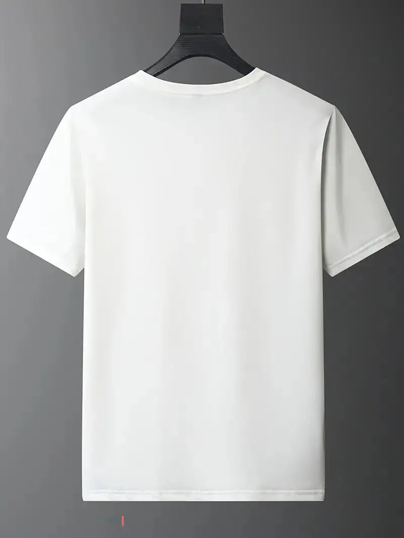 CALVIN Maglietta Casual da Uomo Nera con Grafica di Lettere Audaci - Girocollo in Poliestere Morbido per Abbigliamento Estivo Urbano, Lavabile in Macchina per l'Uso Quotidiano