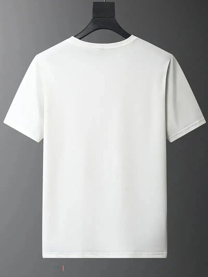 CALVIN Maglietta Casual da Uomo Nera con Grafica di Lettere Audaci - Girocollo in Poliestere Morbido per Abbigliamento Estivo Urbano, Lavabile in Macchina per l'Uso Quotidiano