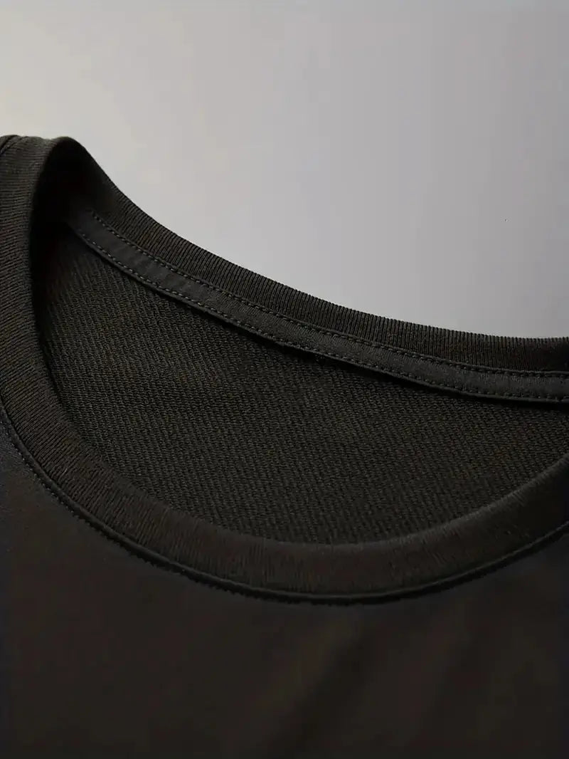 CALVIN Maglietta Casual da Uomo Nera con Grafica di Lettere Audaci - Girocollo in Poliestere Morbido per Abbigliamento Estivo Urbano, Lavabile in Macchina per l'Uso Quotidiano