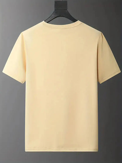 CALVIN Maglietta Casual da Uomo Nera con Grafica di Lettere Audaci - Girocollo in Poliestere Morbido per Abbigliamento Estivo Urbano, Lavabile in Macchina per l'Uso Quotidiano
